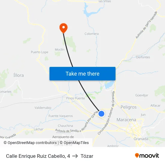 Calle Enrique Ruiz Cabello, 4 to Tózar map