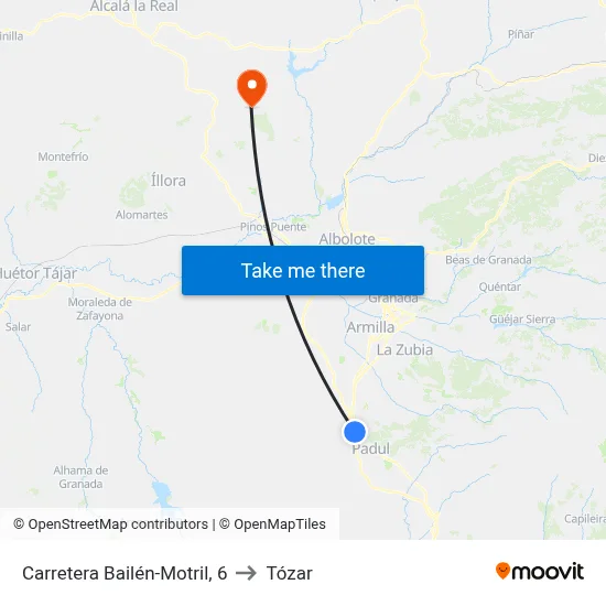 Carretera Bailén-Motril, 6 to Tózar map