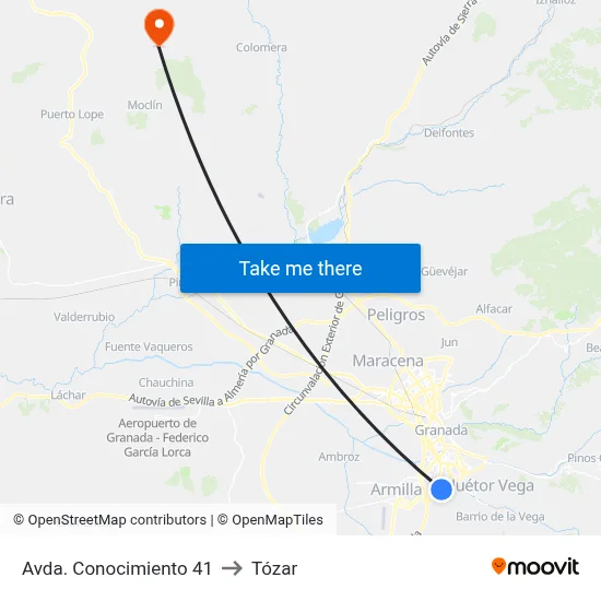 Avda. Conocimiento 41 to Tózar map