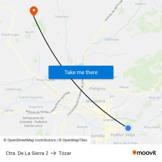 Ctra. De La Sierra 2 to Tózar map