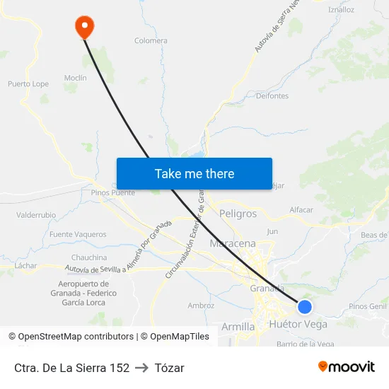 Ctra. De La Sierra 152 to Tózar map