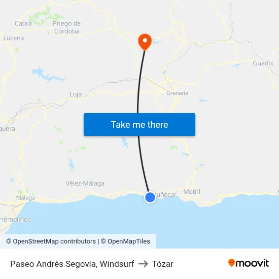 Paseo Andrés Segovia, Windsurf to Tózar map