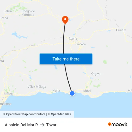 Albaicin Del Mar R to Tózar map