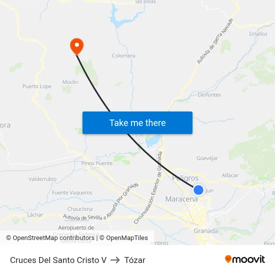 Cruces Del Santo Cristo V to Tózar map