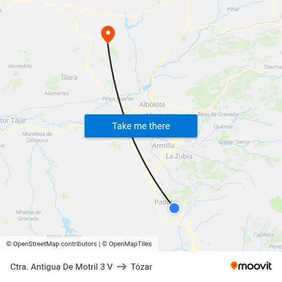 Ctra. Antigua De Motril 3 V to Tózar map