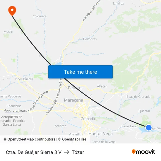 Ctra. De Güéjar Sierra 3 V to Tózar map
