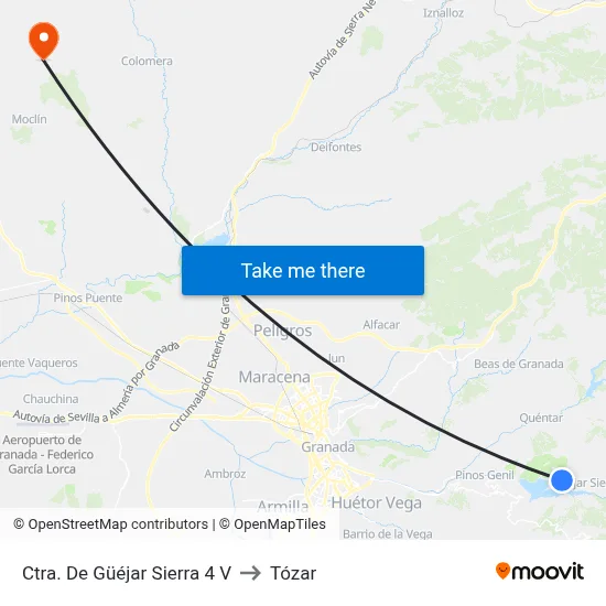 Ctra. De Güéjar Sierra 4 V to Tózar map