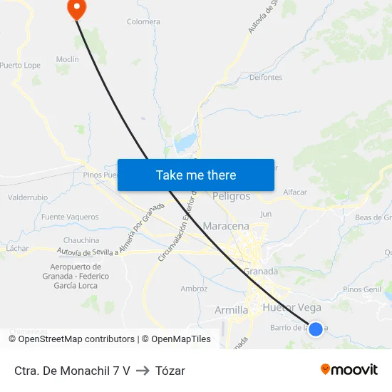 Ctra. De Monachil 7 V to Tózar map