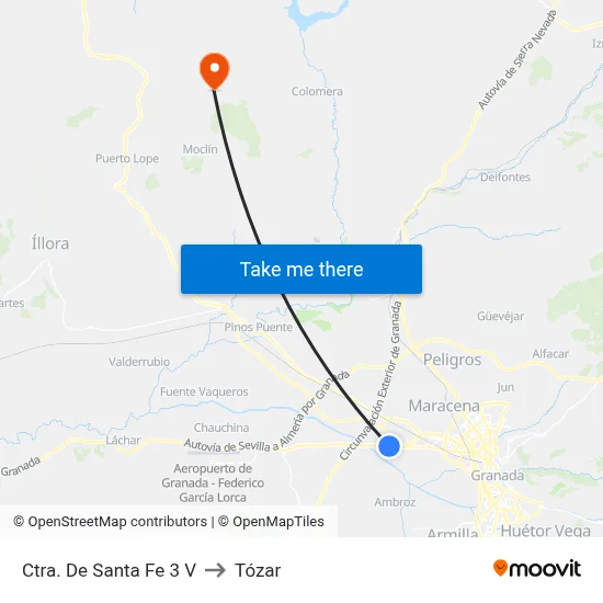 Ctra. De Santa Fe 3 V to Tózar map