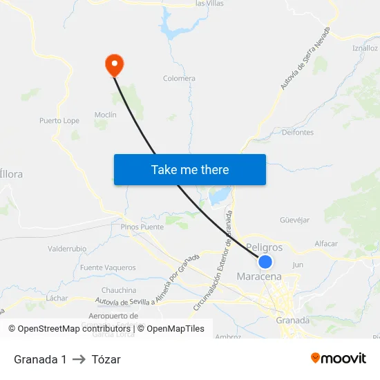 Granada 1 to Tózar map