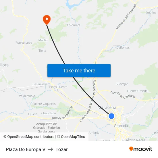 Plaza De Europa V to Tózar map