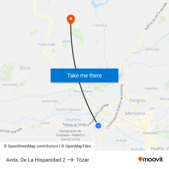 Avda. De La Hispanidad 2 to Tózar map