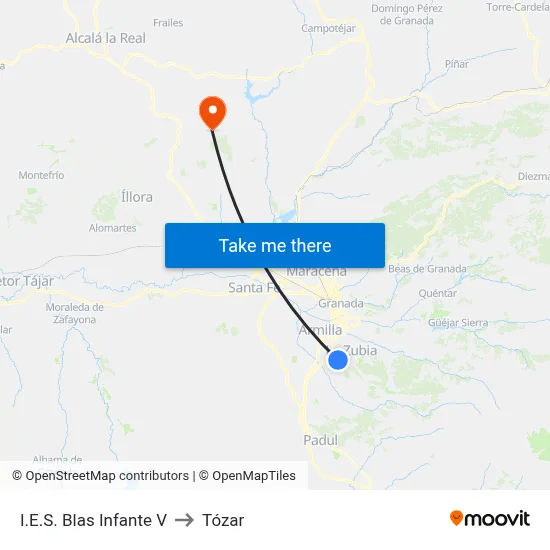 I.E.S. Blas Infante V to Tózar map