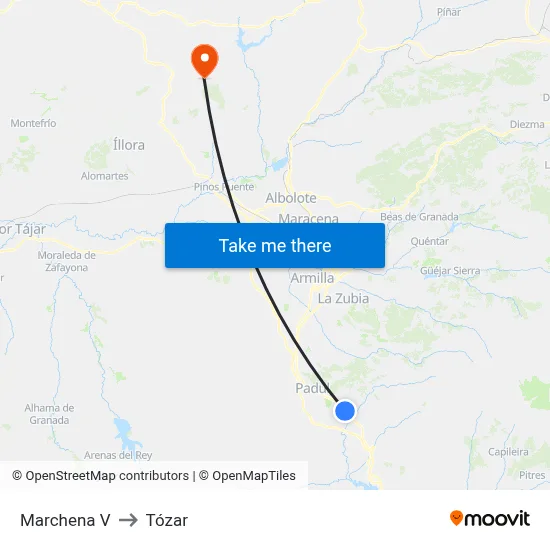 Marchena V to Tózar map