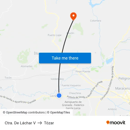 Ctra. De Láchar V to Tózar map