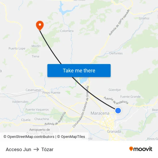 Acceso Jun to Tózar map