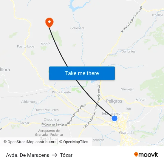 Avda. De Maracena to Tózar map