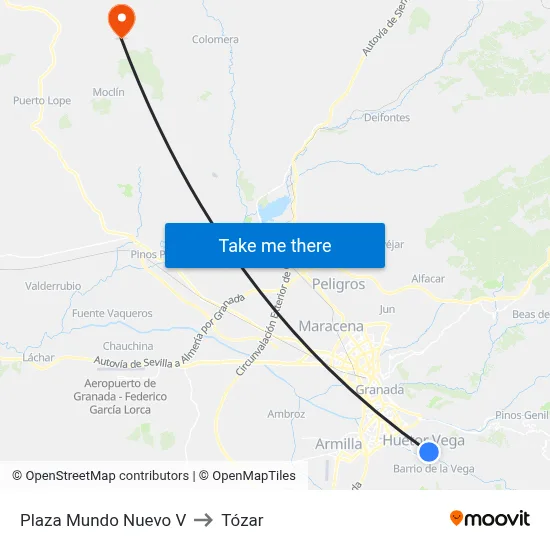 Plaza Mundo Nuevo V to Tózar map
