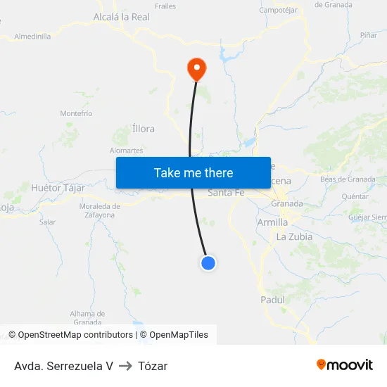 Avda. Serrezuela V to Tózar map