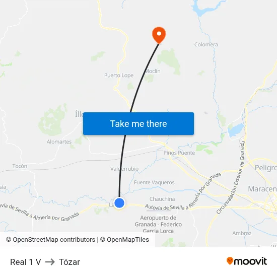 Real 1 V to Tózar map