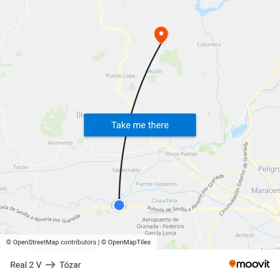Real 2 V to Tózar map
