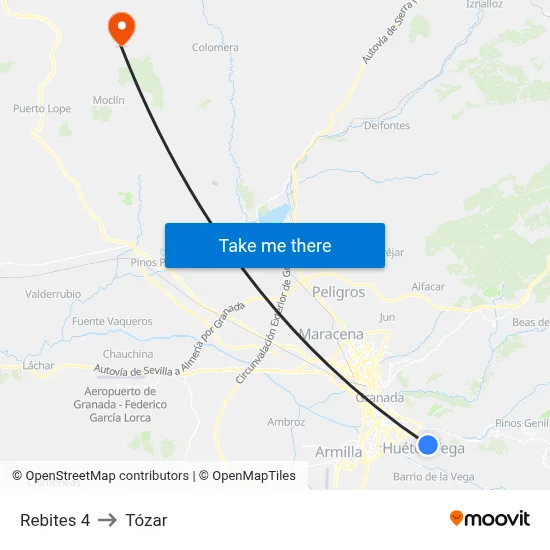 Rebites 4 to Tózar map