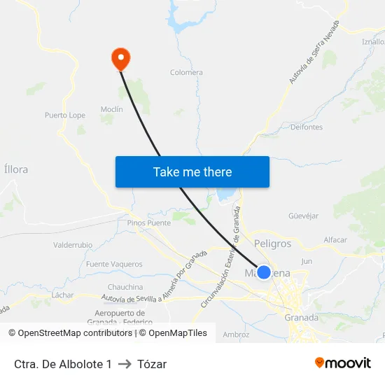 Ctra. De Albolote 1 to Tózar map