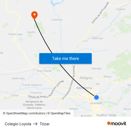 Colegio Loyola to Tózar map