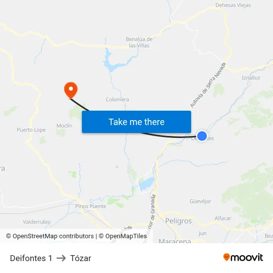 Deifontes 1 to Tózar map