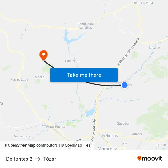 Deifontes 2 to Tózar map