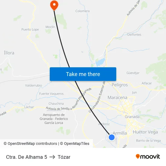Ctra. De Alhama 5 to Tózar map