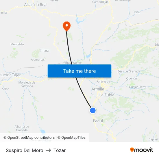Suspiro Del Moro to Tózar map