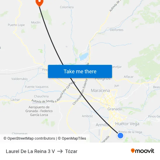 Laurel De La Reina 3 V to Tózar map