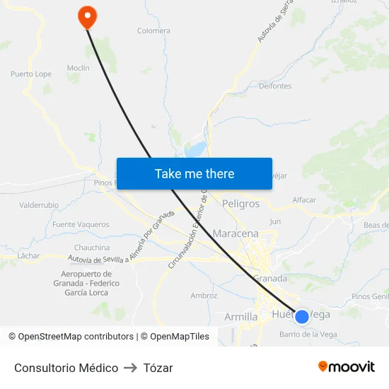 Consultorio Médico to Tózar map