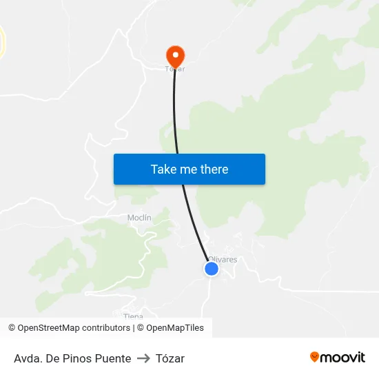 Avda. De Pinos Puente to Tózar map