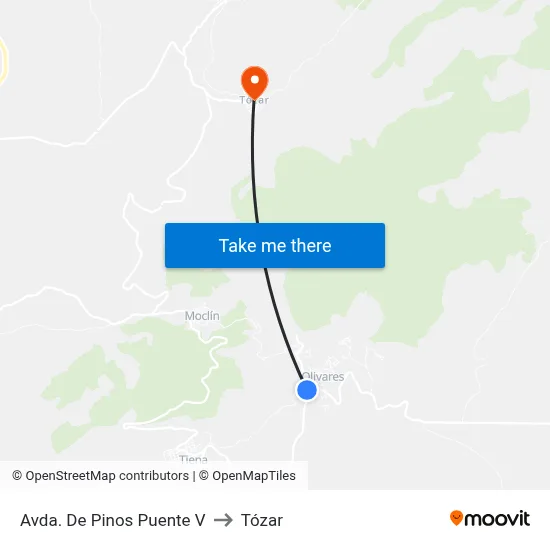 Avda. De Pinos Puente V to Tózar map
