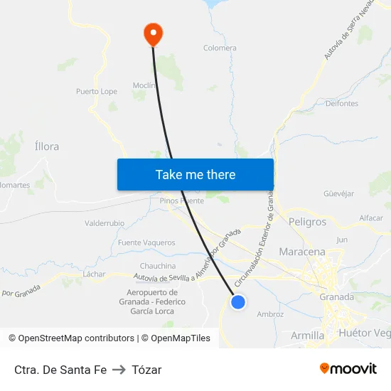 Ctra. De Santa Fe to Tózar map