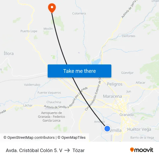 Avda. Cristóbal Colón 5. V to Tózar map
