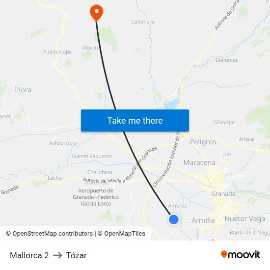 Mallorca 2 to Tózar map