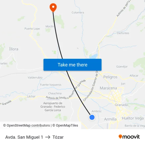 Avda. San Miguel 1 to Tózar map