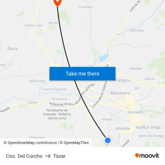 Cno. Del Corcho to Tózar map