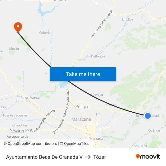 Ayuntamiento Beas De Granada V to Tózar map