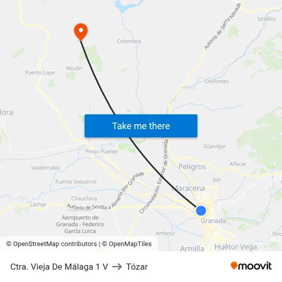 Ctra. Vieja De Málaga 1 V to Tózar map