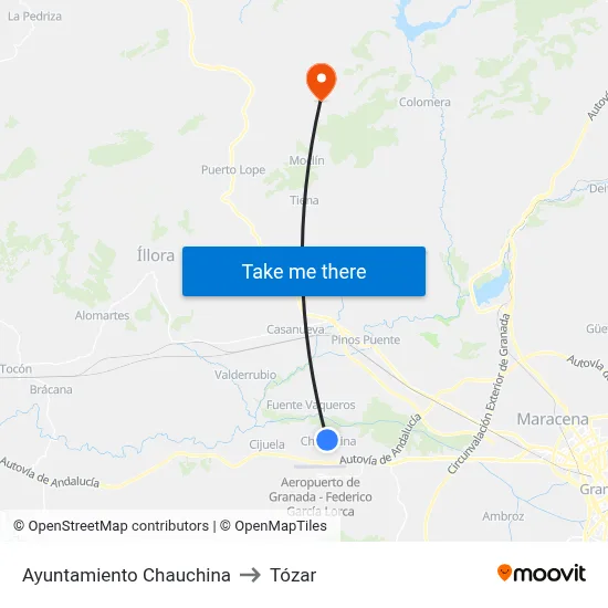 Ayuntamiento Chauchina to Tózar map