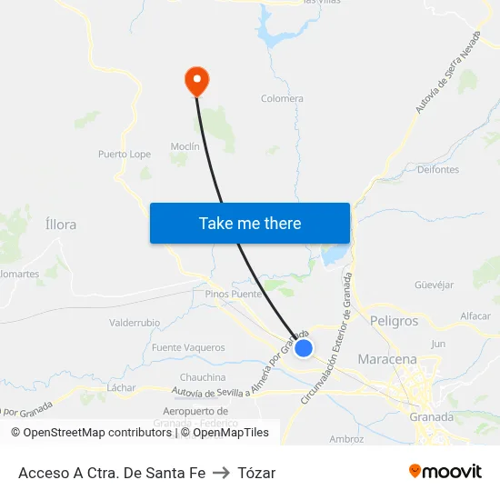Acceso A Ctra. De Santa Fe to Tózar map