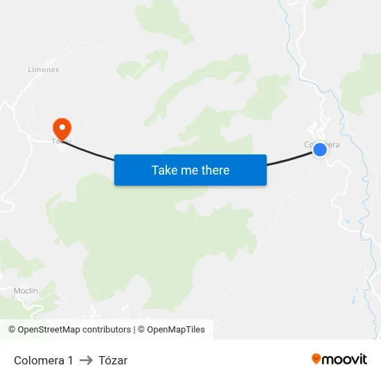 Colomera 1 to Tózar map