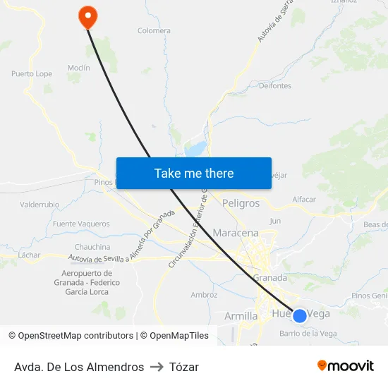 Avda. De Los Almendros to Tózar map