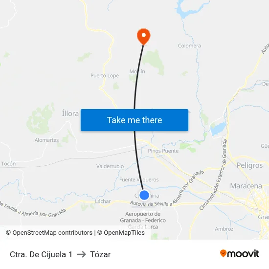 Ctra. De Cijuela 1 to Tózar map