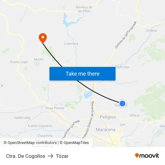 Ctra. De Cogollos to Tózar map