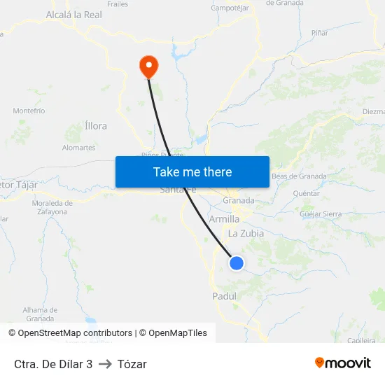 Ctra. De Dílar 3 to Tózar map